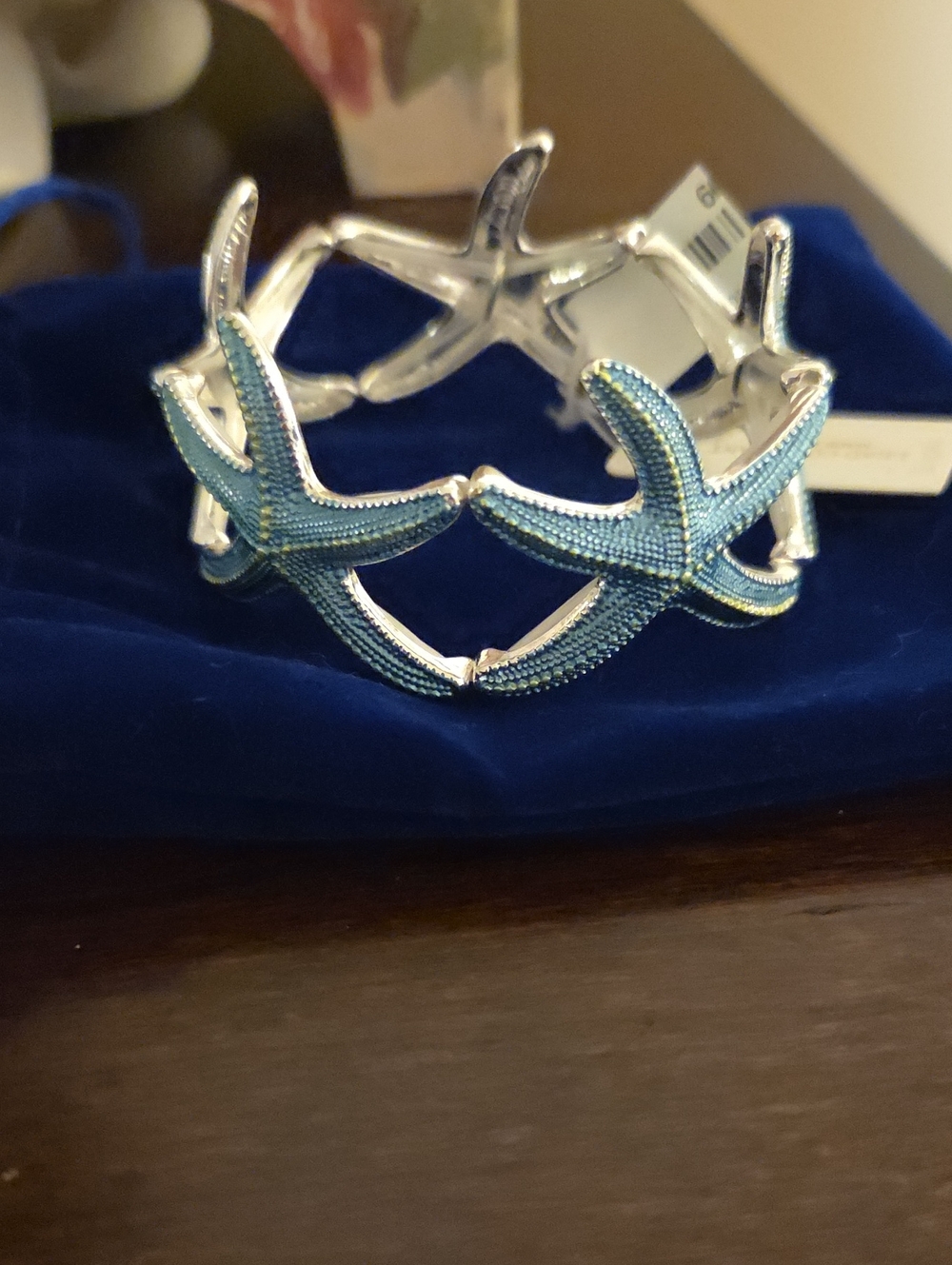 Natasha Silver-Tone Bracelet with Blue Starfish Accents